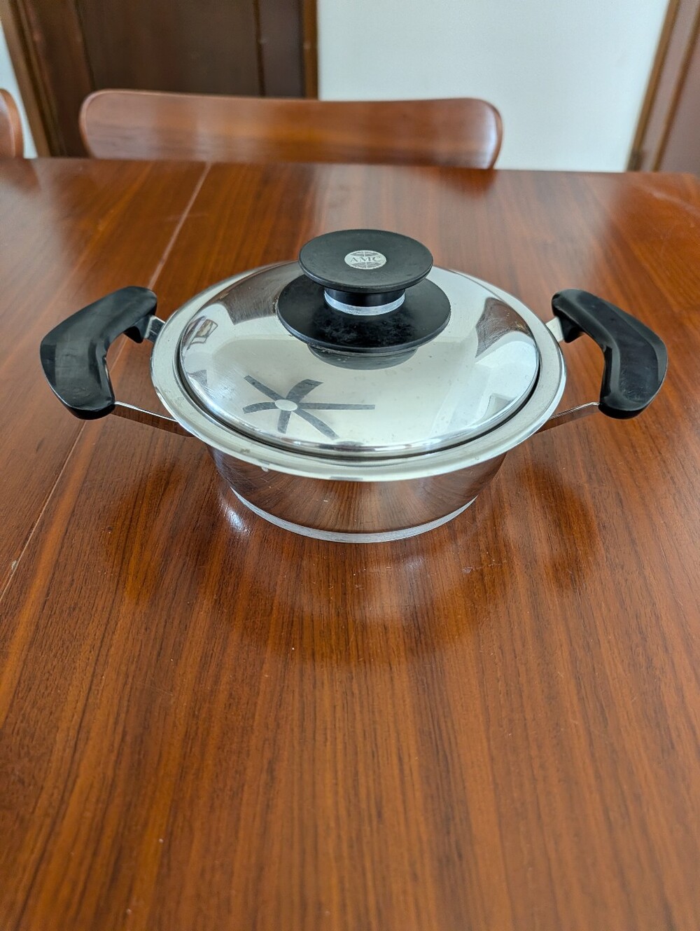 Vintage AMC Saute Chef Pan Reg 8090 Heavy Aluminum Stainless Steel Pre Owned